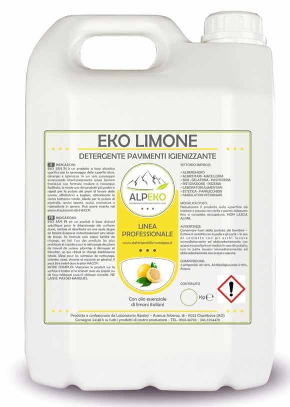 Eko Limone 5kg Detergente igienizzante per pavimenti con estratto di Limone Alpeko