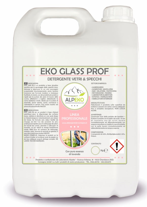 EKO GLASS PROF 5 kg Detergente Antistatico vetri e specchi